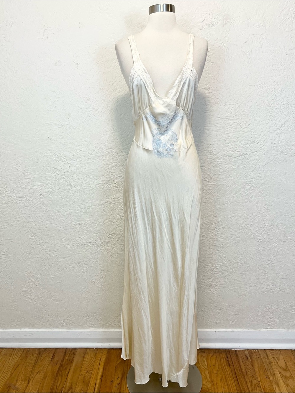 Vintage Y2K 2000s Libertine Slip Dress Ivory White Satin Silk Skull Romantic XS